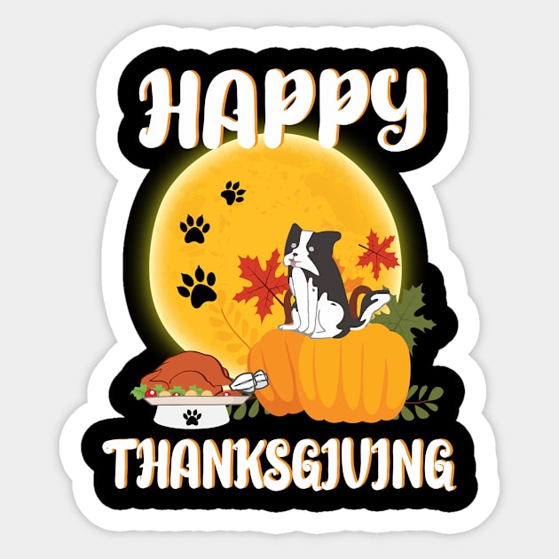 Boder Collie Seeing Turkey Dish Happy Halloween Thanksgiving Merry Christmas Day Sticker by Cowan79